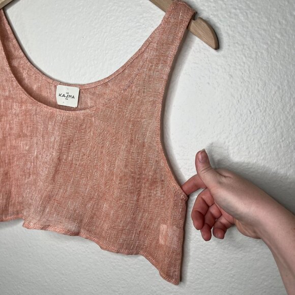 Le Kasha Womens Peach Linen Crop Tank Top Size M/L Natural Fibers - Picture 5 of 8